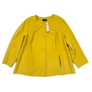 Talbots Woman Double-Faced Soft Wool Blend Jacket Size 22W - Mustard Yellow  NWT